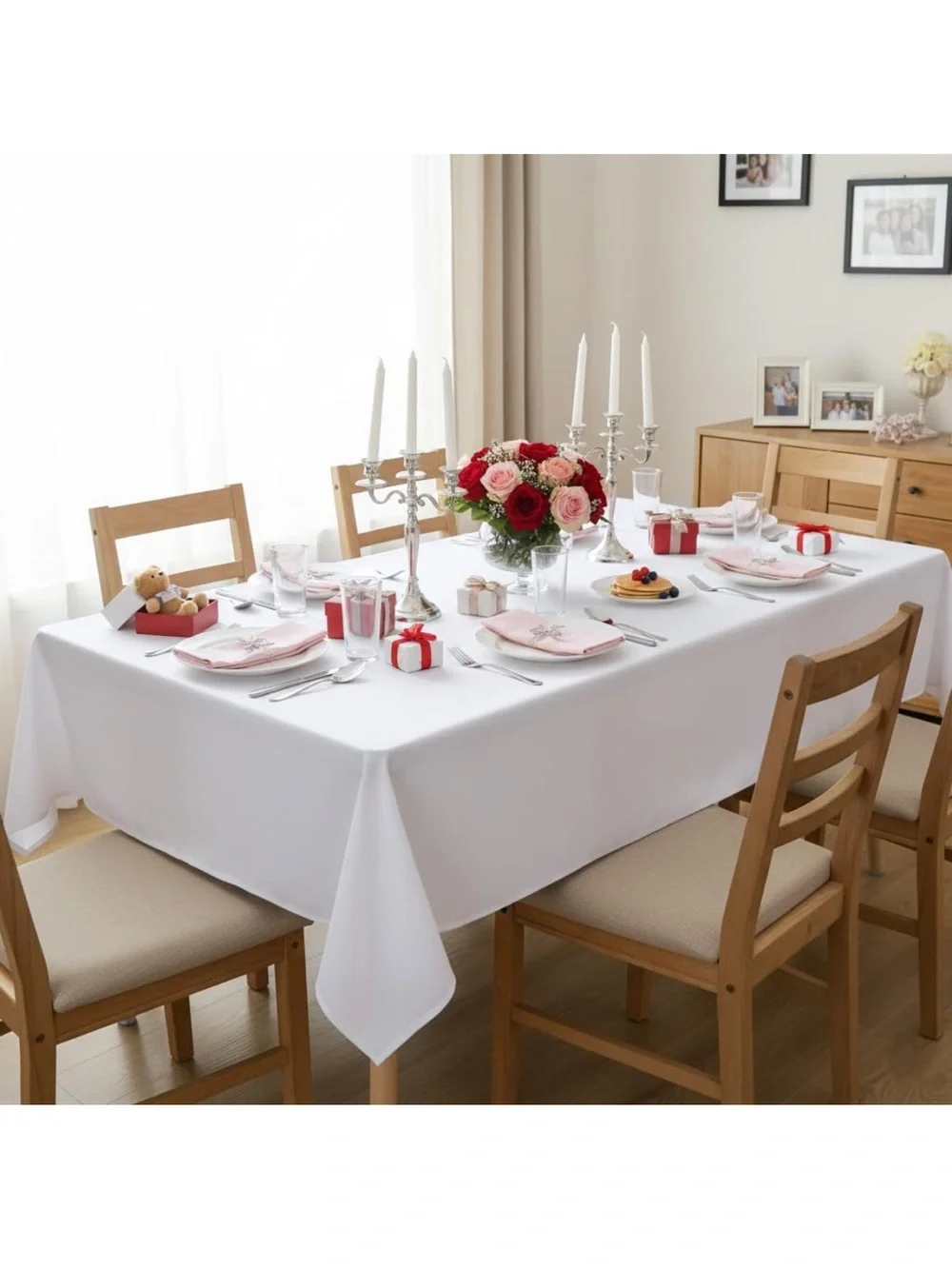 White Rectangle Tablecloth - 70” x 120” Elegant Weddings Showers
